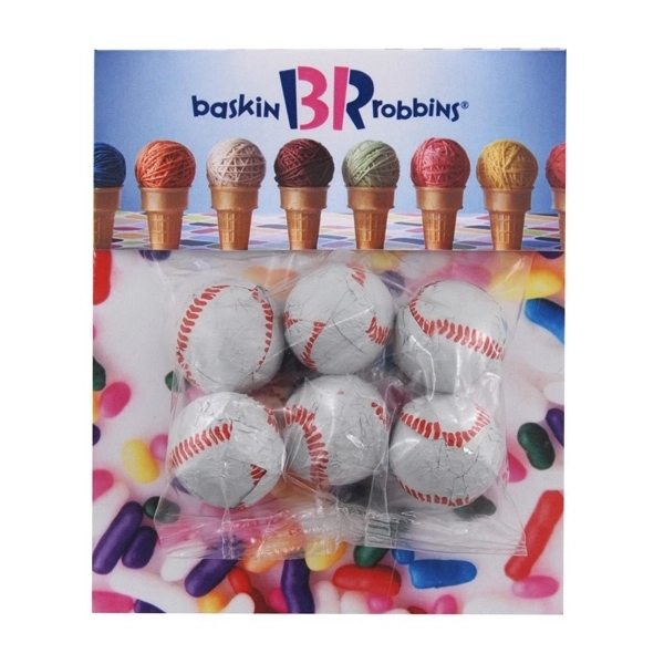 Billboard Full Color Header Candy Bag with Choc Baseballs - Image 1