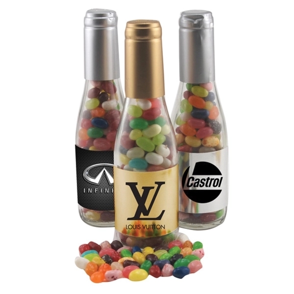 8" Champagne Bottle with Jelly Bellys Candy - Image 1