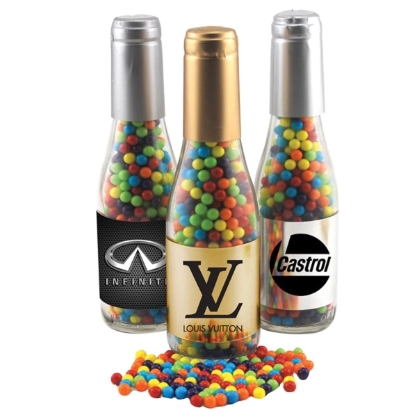 8" Champagne Bottle with Mini Jawbreakers Candy - Image 1