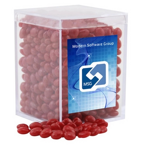 Red Hots Candy in a Clear Acrylic Square Box - Image 1