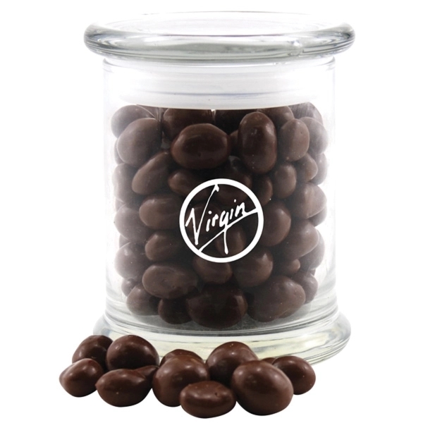 Large Round Glass Jar with Lid-Chocolate Covered Peanuts - Image 1