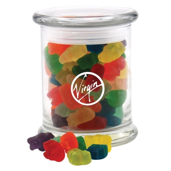 Gummy Bears in a Large Round Glass Jar with Lid