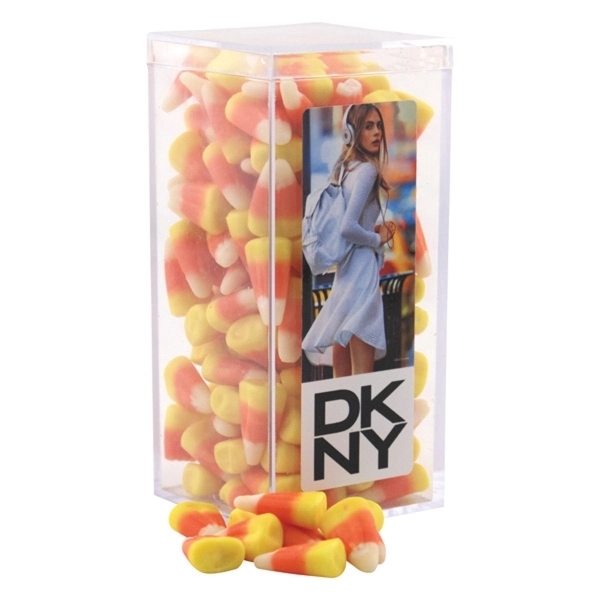 Candy Corn in a Clear Acrylic Square Tall Box - Image 1