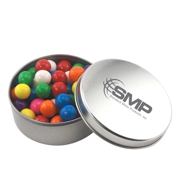 Large Round Metal Tin with Lid and Gumballs