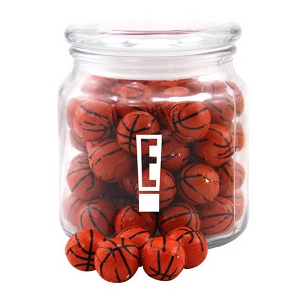 Chocolate Basketballs in a Glass Jar with Lid - Image 1