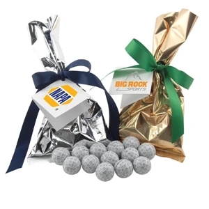 Chocolate Golf Balls Favor/Mug Stuffer Bags with Ribbon