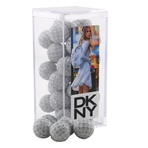 Chocolate Golf Balls in a Clear Acrylic Square Tall Box