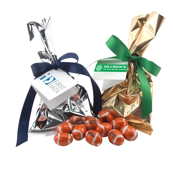 Chocolate Footballs Favor/Mug Stuffer Bags with Ribbon - Image 1