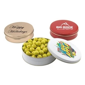 Chocolate Tennis Balls in a Round Tin with Lid-6" D