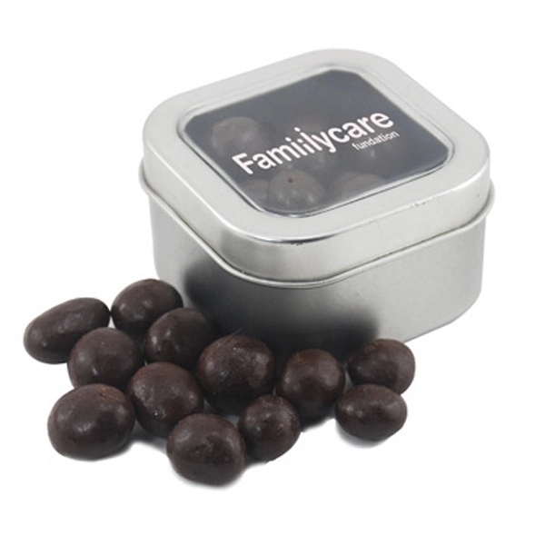 Tin with Window Lid and Chocolate Espresso Beans - Image 1