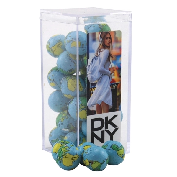Chocolate Globes in a Clear Acrylic Square Tall Box - Image 1
