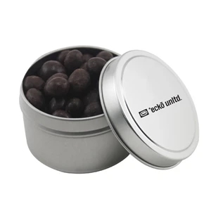 Round Metal Tin with Lid and Chocolate Espresso Beans
