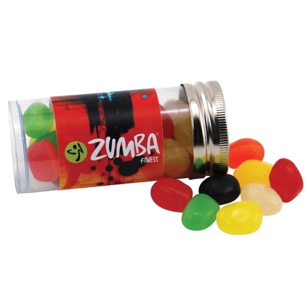Jelly Beans Candy in a 3 " Plastic Tube with Metal Cap - Image 1