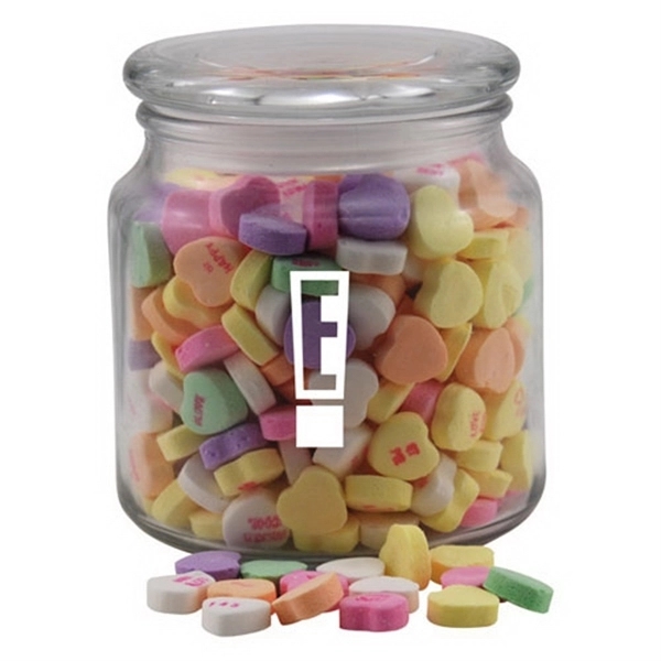Conversation Hearts Candy in a Glass Jar with Lid