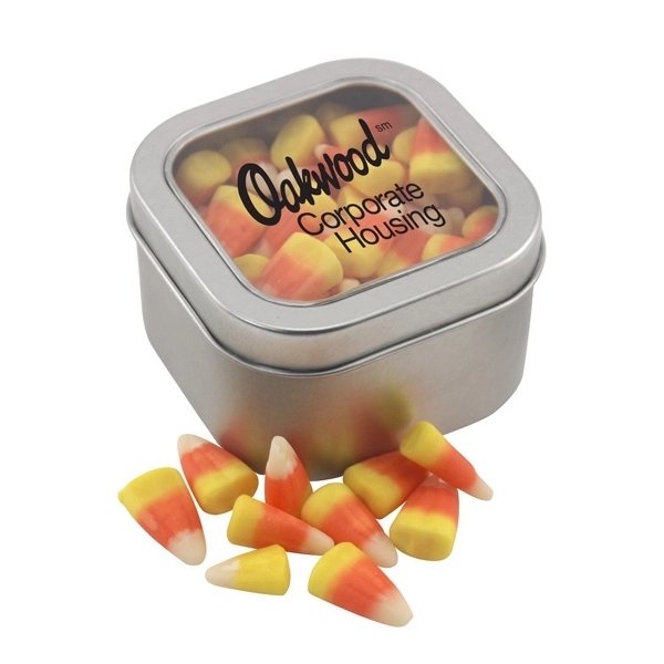 Large Tin with Window Lid and Candy Corn - Image 1