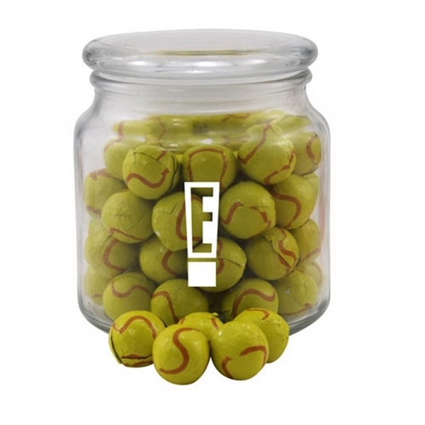 Chocolate Tennis Balls in a Glass Jar with Lid