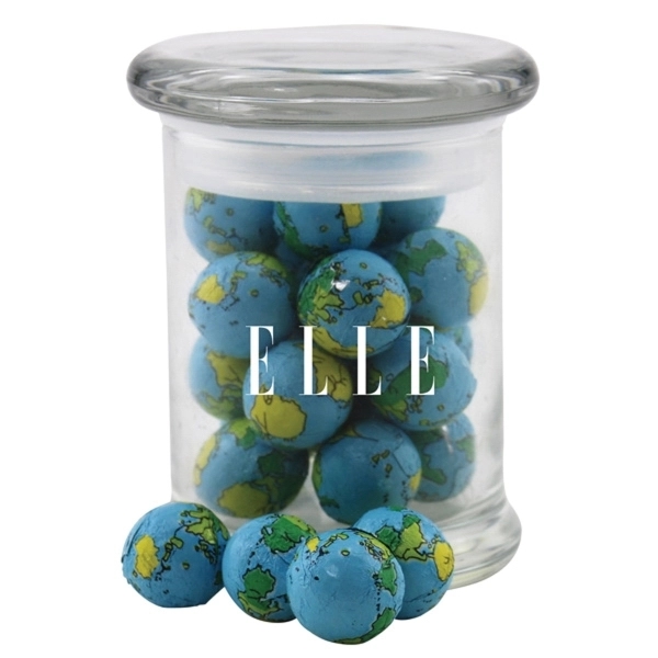 Chocolate Globes in a Round Glass Jar with Lid - Image 1