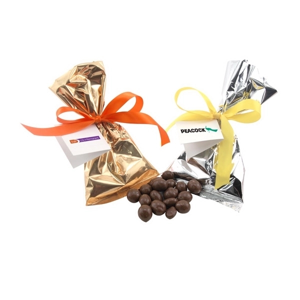 Chocolate Covered Peanuts Favor/Mug Stuffer Bags with Ribbon - Image 1