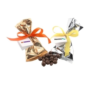 Chocolate Covered Peanuts Favor/Mug Stuffer Bags with Ribbon
