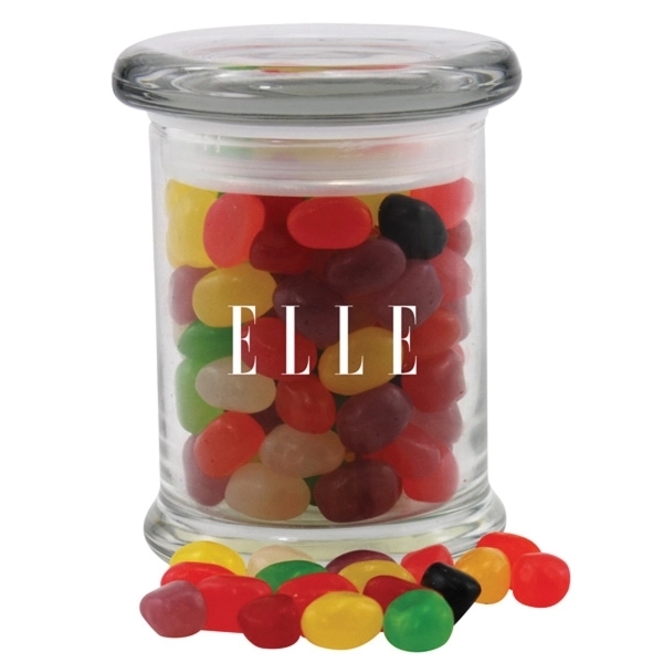 Jelly Beans Candy in a Round Glass Jar with Lid - Image 1