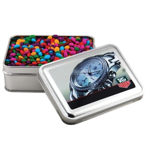 Chocolate Sunflower Seeds in a metal gift box with lid - Image 1