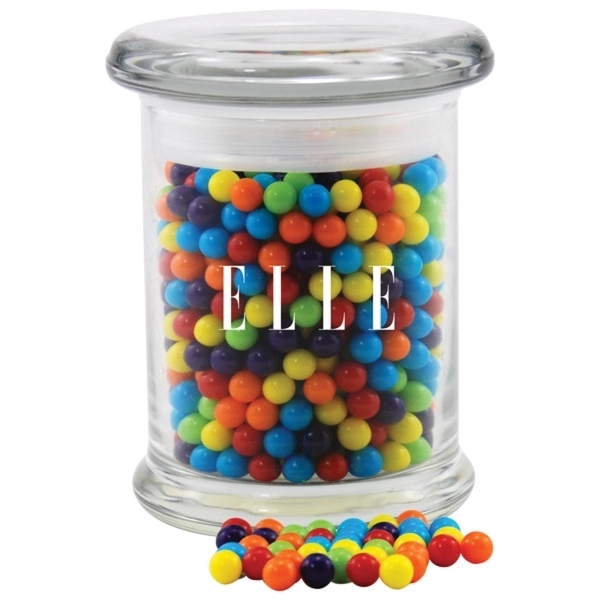 Mini Jawbreakers Candy in a Round Glass Jar with Lid - Image 1