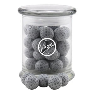 Chocolate Golf Balls in a Large Round Glass Jar with Lid