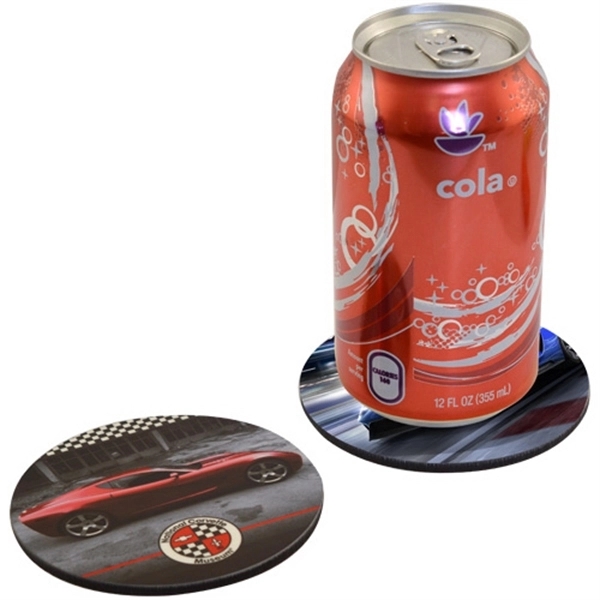 Full Color Circular Drink Coaster with Cork Back - Image 1