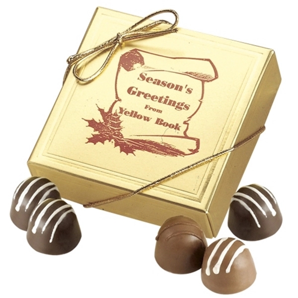Four Chocolate Truffles in Gold Box - Image 1