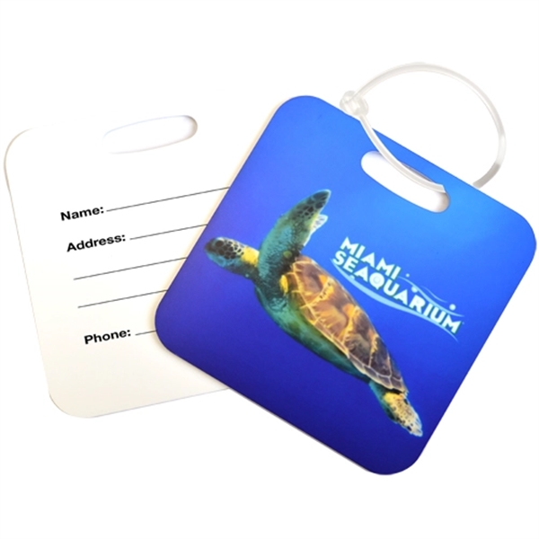 Square Metal Luggage Tag - Full Color - Image 1