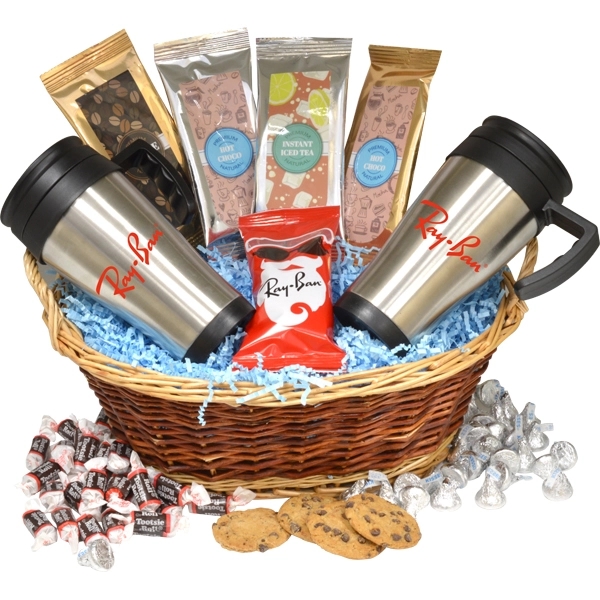 Premium Mug Gift Basket with Chocolate Covered Raisins - Image 1