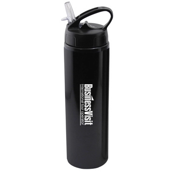24 oz Aluminum Water Bottle with Sports Sipper Flip Straw - Image 2