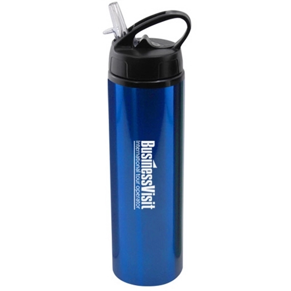 24 oz Aluminum Water Bottle with Sports Sipper Flip Straw - Image 3