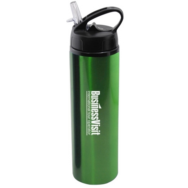 24 oz Aluminum Water Bottle with Sports Sipper Flip Straw - Image 4
