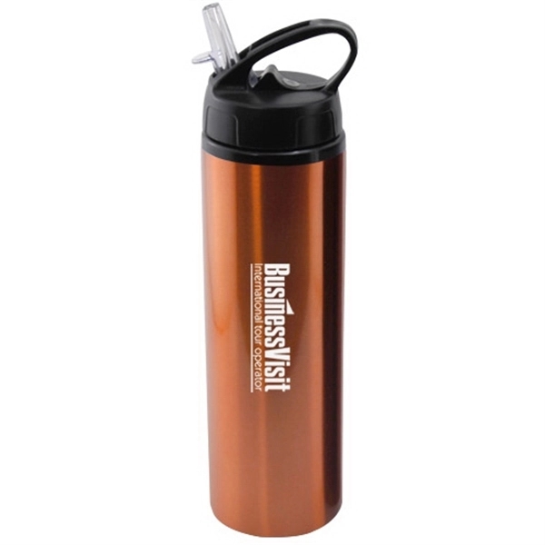 24 oz Aluminum Water Bottle with Sports Sipper Flip Straw - Image 5