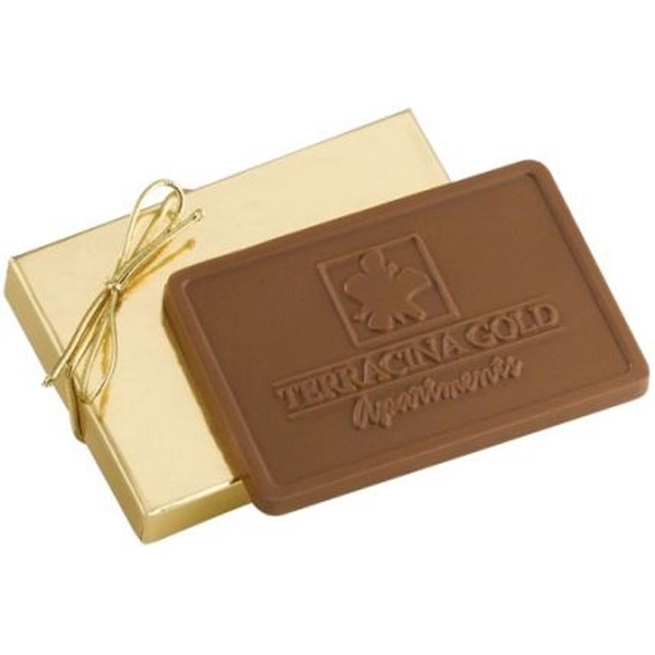 3 oz Custom Molded Chocolate Bar in Gold Gift Box - Image 1