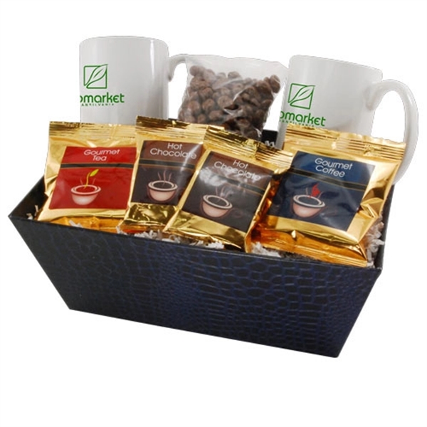 Tray with Mugs and Chocolate Covered Raisins - Image 1
