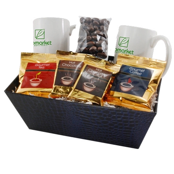Tray with Mugs and Chocolate Covered Almonds - Image 1