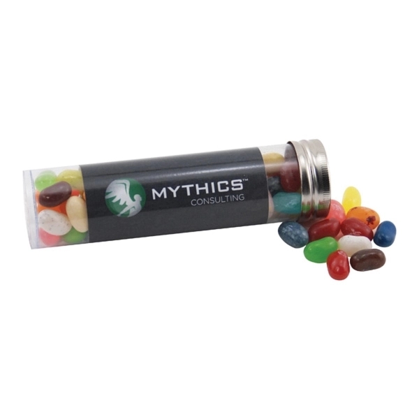 Jelly Bellys Candy in a 5 " Plastic Tube with Metal Cap - Image 1
