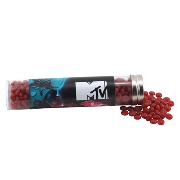 Red Hots Candy in a 6 " Plastic Tube with Metal Cap - Image 1