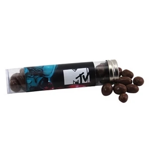 6 " Plastic Tube with Metal Cap-Chocolate Covered Peanuts