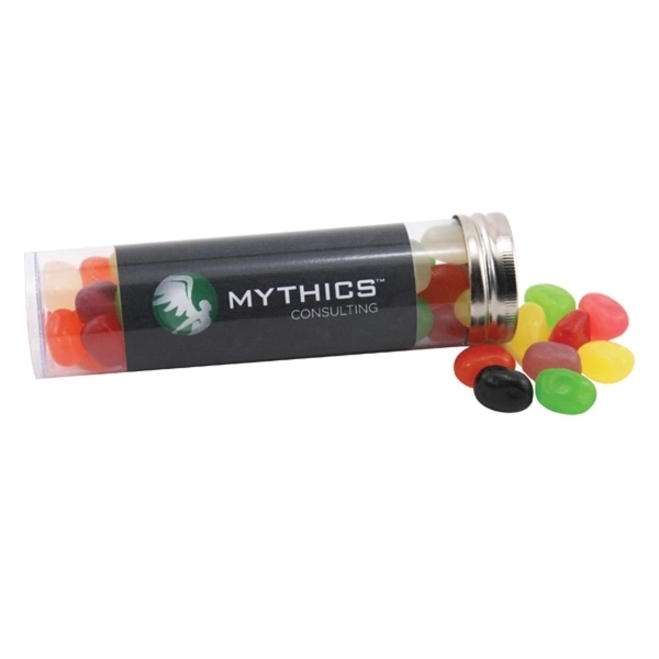 Jelly Beans Candy in a 5 " Plastic Tube with Metal Cap - Image 1