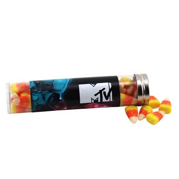 Candy Corn in a 6 " Plastic Tube with Metal Cap - Image 1