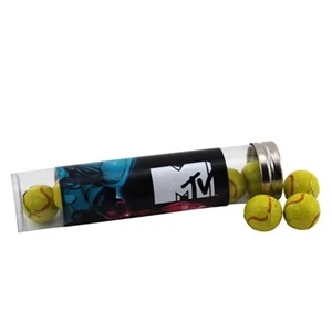 Chocolate Tennis Balls in a 6 " Plastic Tube with Metal Cap