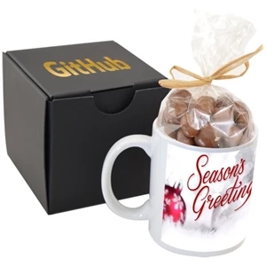 Soft Touch Gift Box with Full Color Mug & Chocolate Peanuts