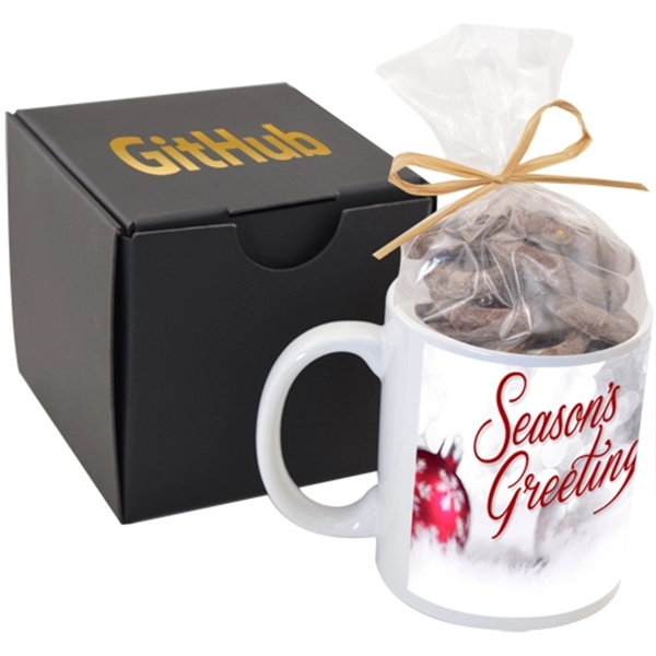 Soft Touch Gift Box with Full Color Mug & Chocolate Pretzels - Image 1