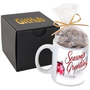 Soft Touch Gift Box with Full Color Mug & Chocolate Pretzels