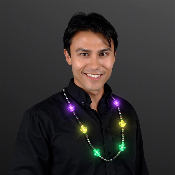Light Up Fleur de Lis Jewelry, Mardi Gras Beads - Image 3