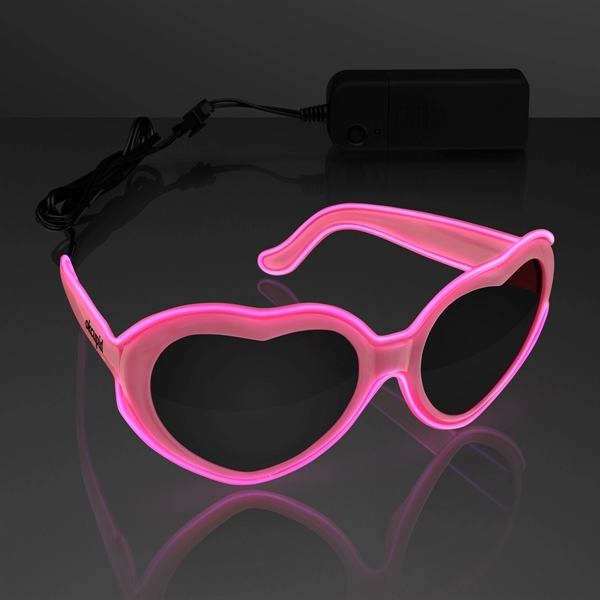 EL Wire Glowing Pink Heart Sunglasses - Image 1