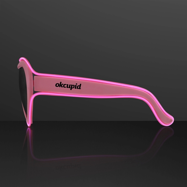 EL Wire Glowing Pink Heart Sunglasses - Image 2